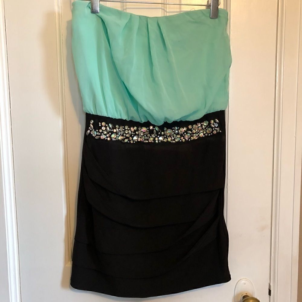 ✅(free) Deb Teal& black Sequin dress